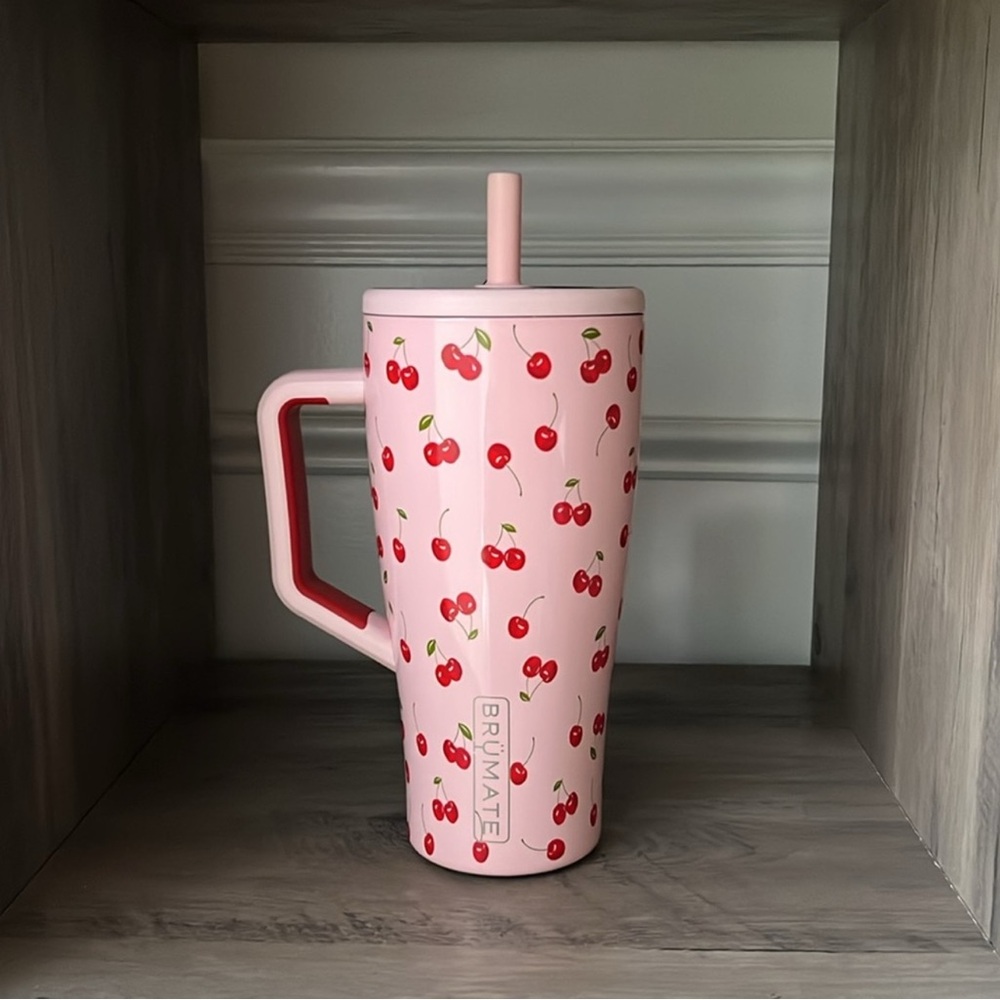 BrüMate Cherry Print Pink Tumbler